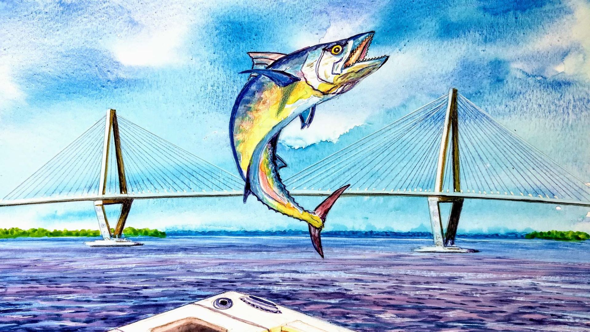 Carolina Kingfish Classic watercolor poster